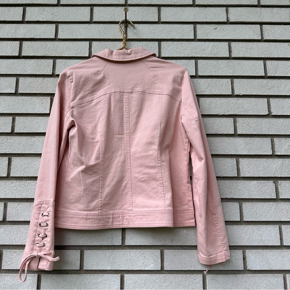 NWT Baccini Pink Moto Zip Jacket with Lace-Up Cuffs Size‎ M Balletcore Coquette - Picture 9 of 12